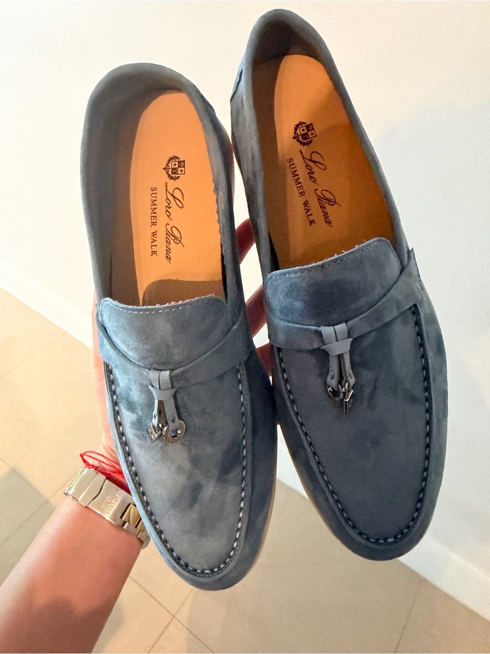Loro Piana Blue Suede Loafers